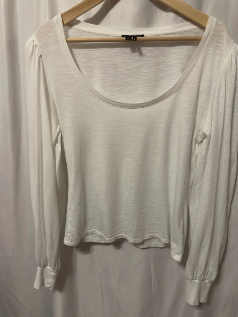 Paige Sylvie White Puff Sleeve long sleeve shirt Size medium